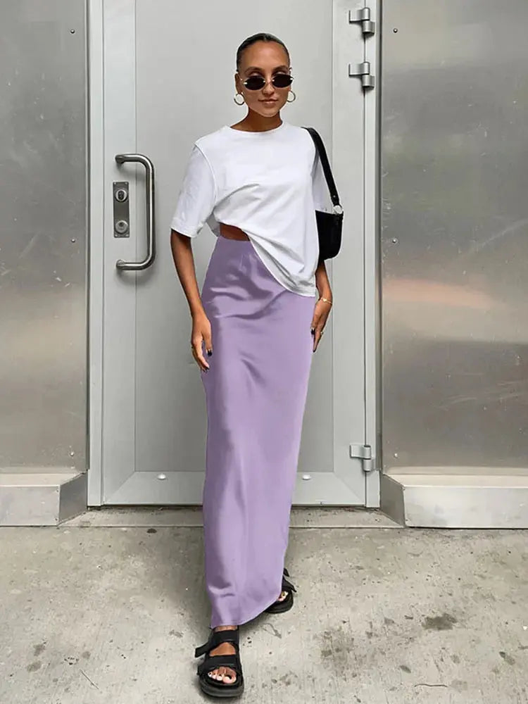 Floor-Length Satin Trumpet Skirt LAPANIA