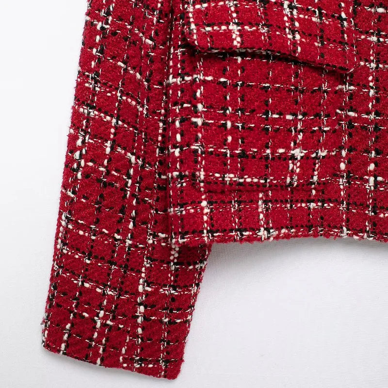 Plaid Single-Breasted Red Jacket LAPANIA
