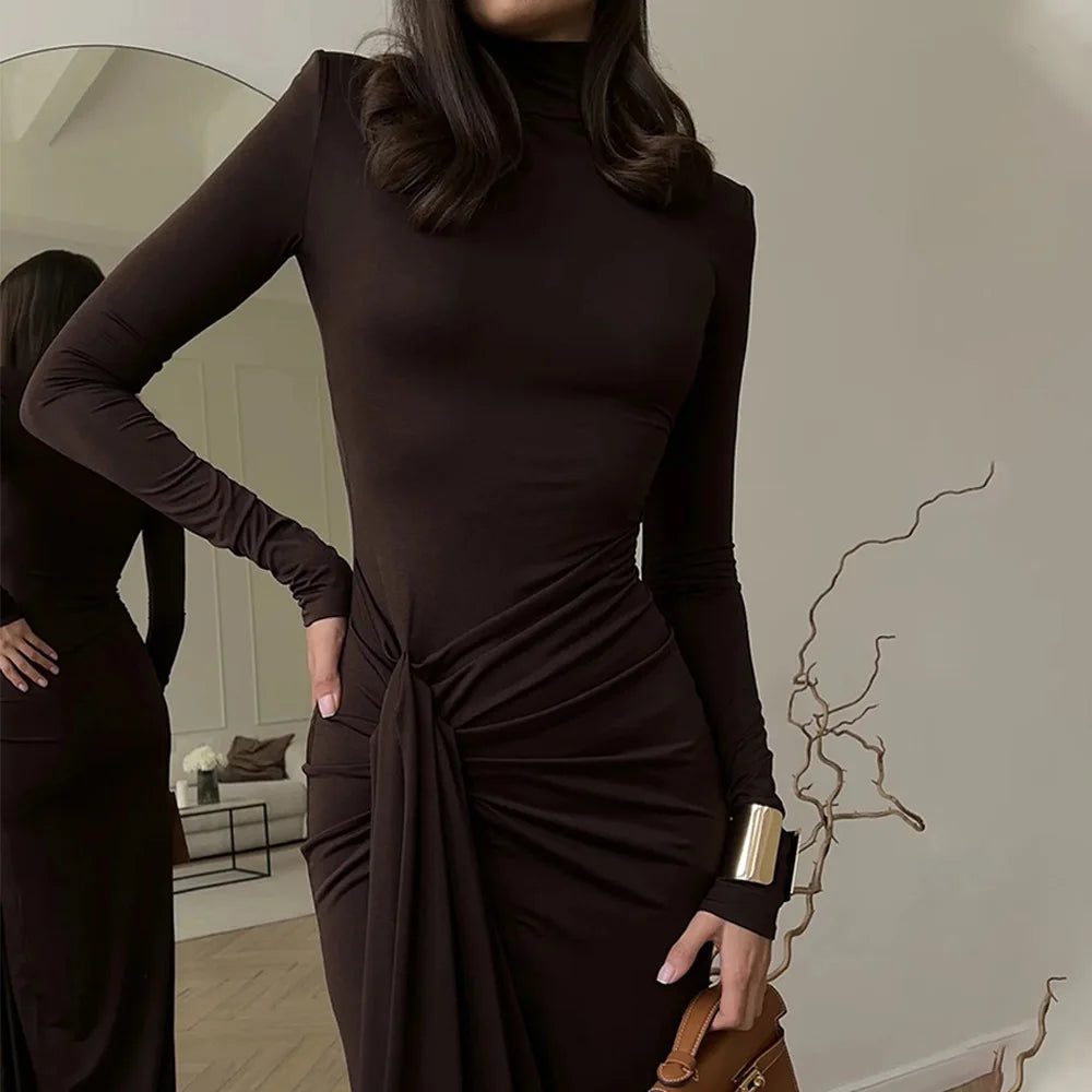 Elegant Long Sleeve Split Maxi Dress LAPANIA