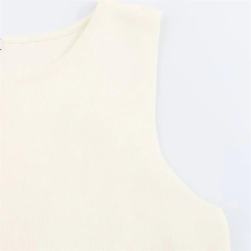 Beige Gold-Button Knitted Vest LAPANIA
