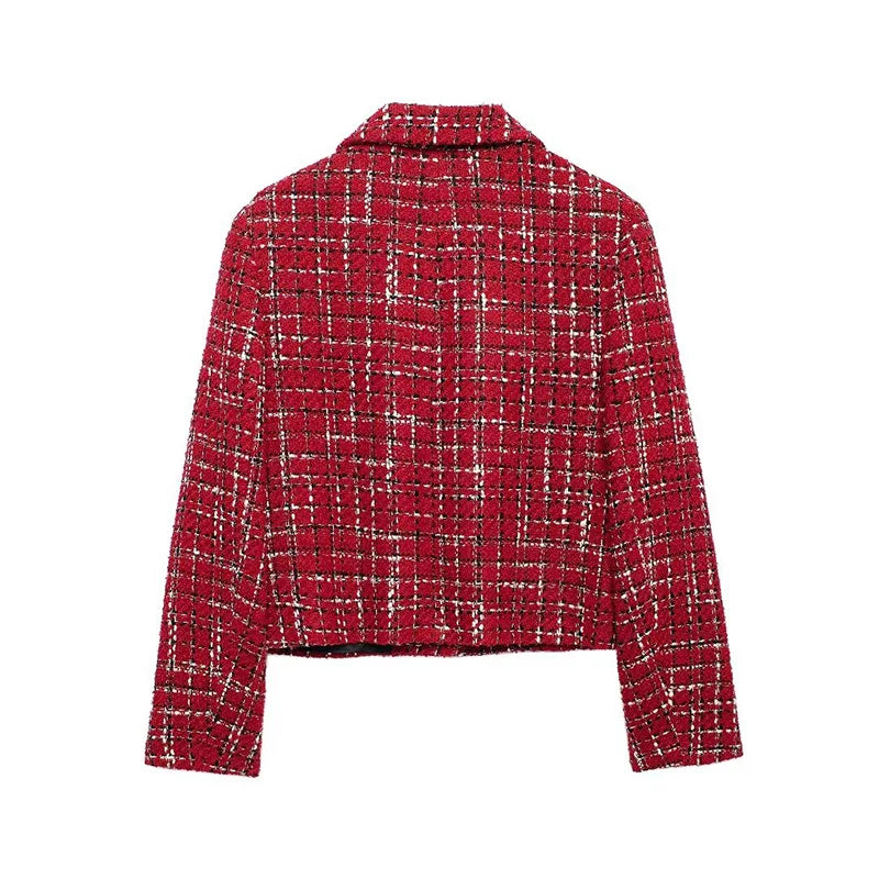 Plaid Single-Breasted Red Jacket LAPANIA