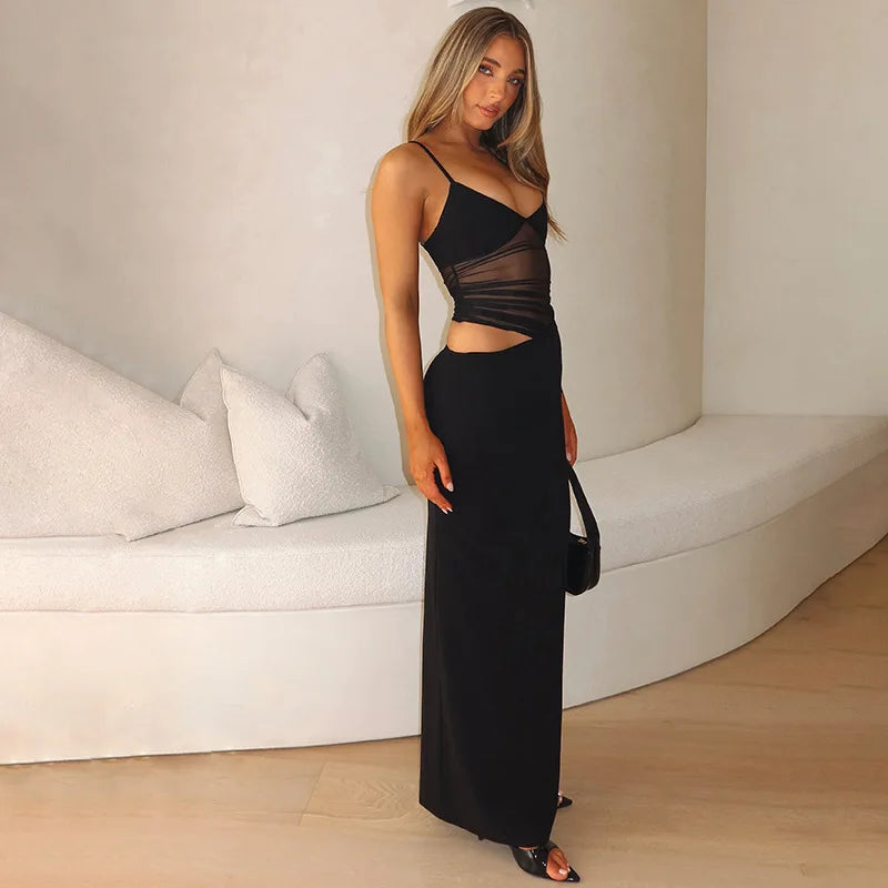 Mesh Sheer Slip Maxi Dress