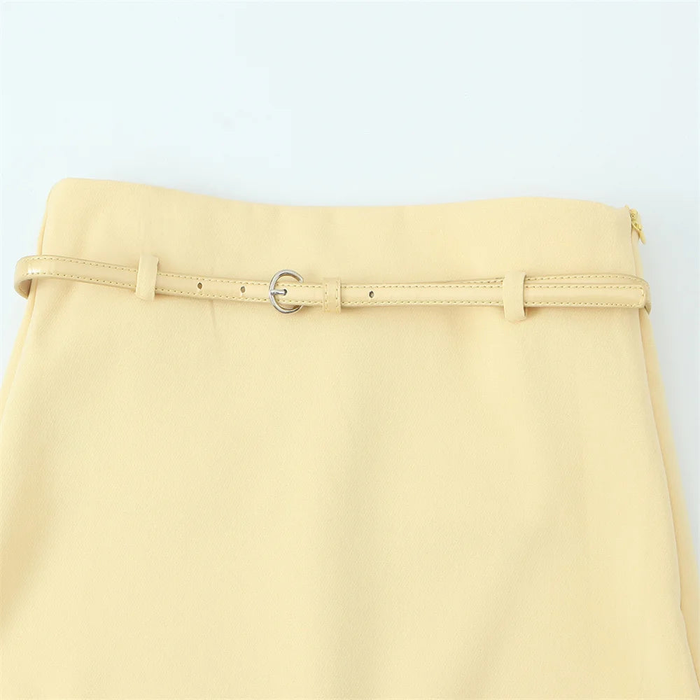 yellow belted skirt LAPANIA