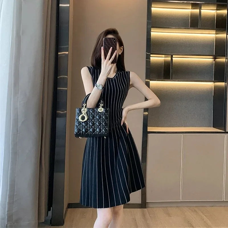 Sleeveless stripped Knitted mini Dress LAPANIA