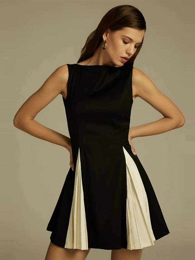 Black and White Contrast Mini Dress LAPANIA