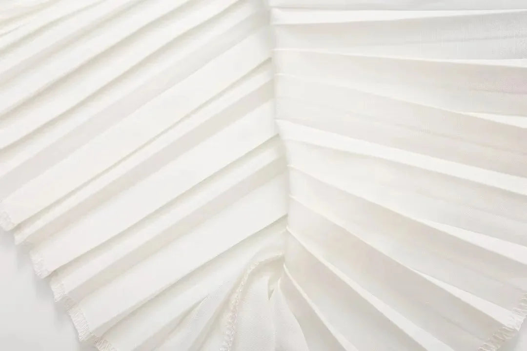White Off-Shoulder Fold-Trim Mini Dress LAPANIA