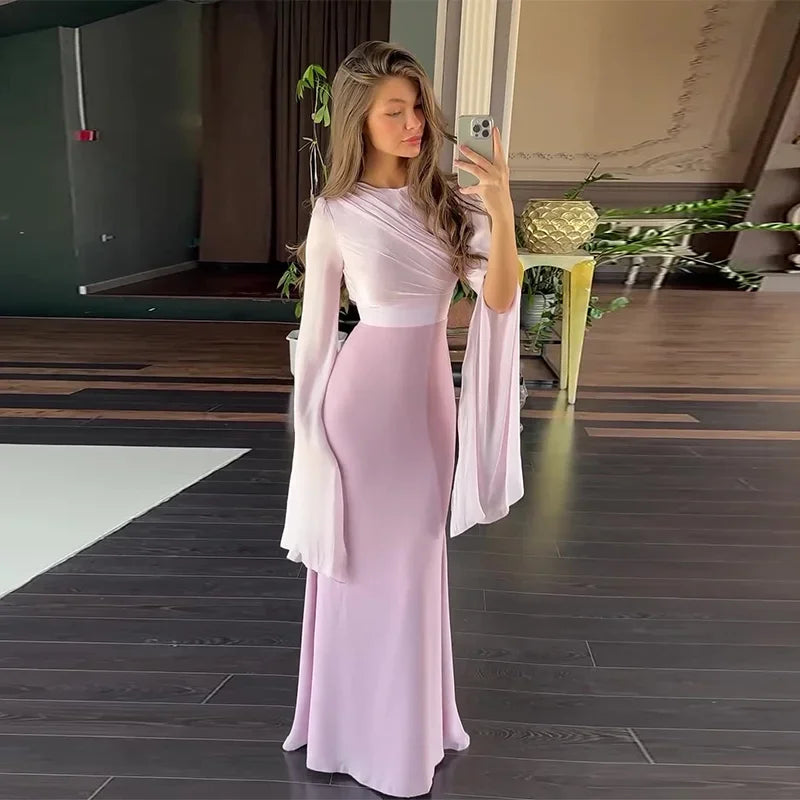Sheer Satin Panel Maxi Dress