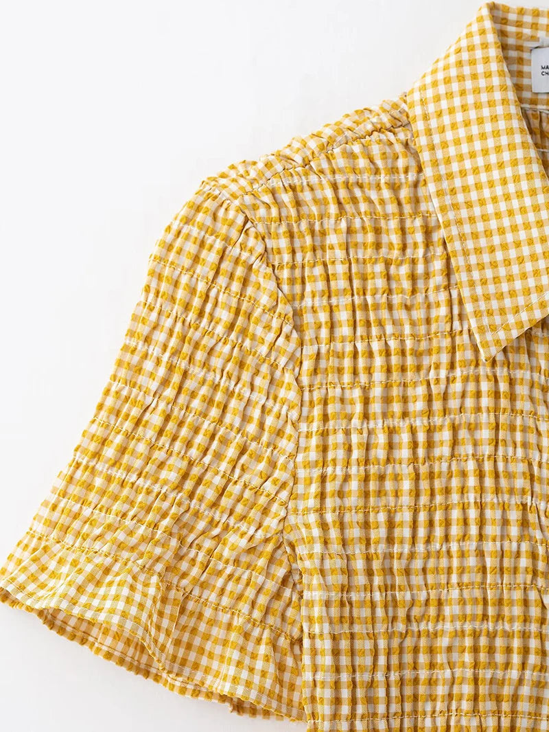 Butter Yellow Plaid Mini Dress