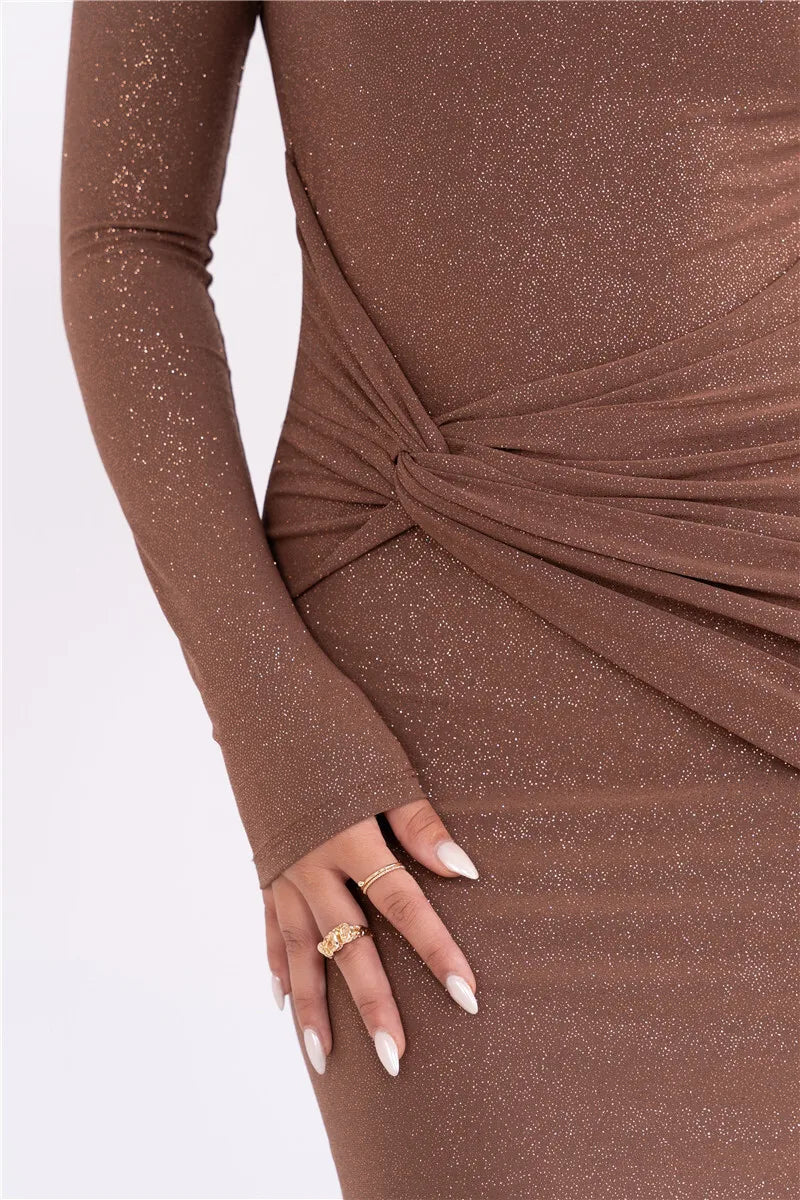 Asymmetrical Shimmer Maxi Dress LAPANIA