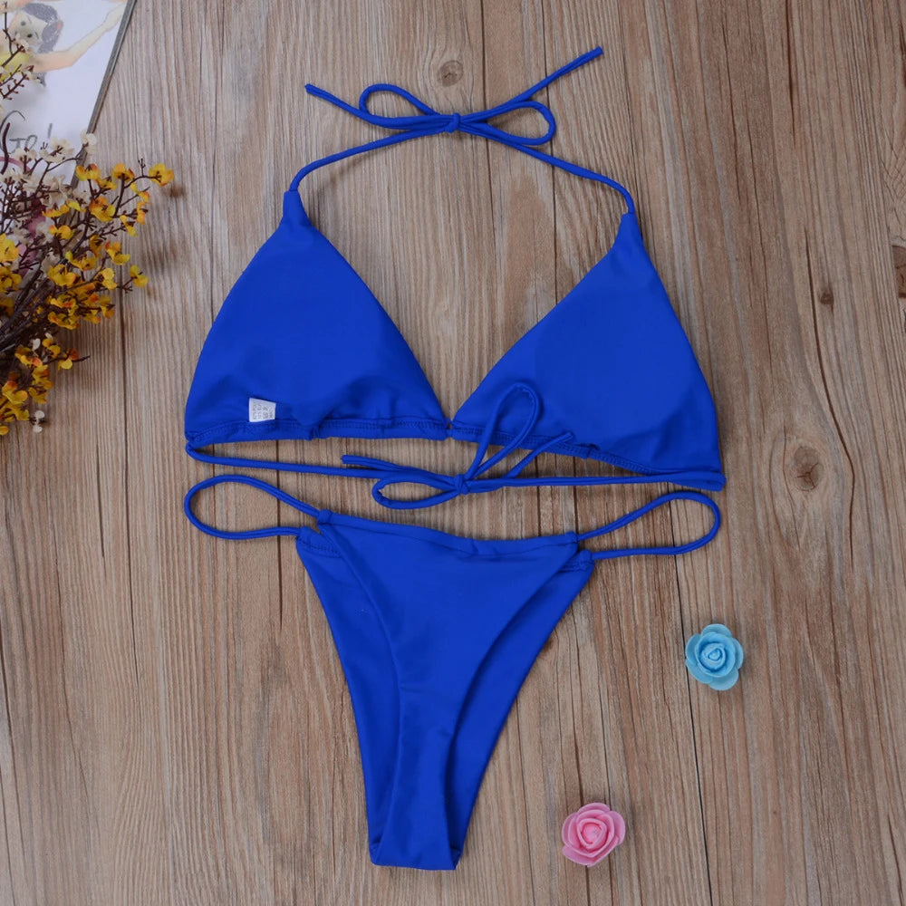 Side Tie Thong Bikini Set