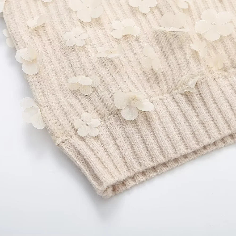 Sleeveless Floral Knit Vest LAPANIA