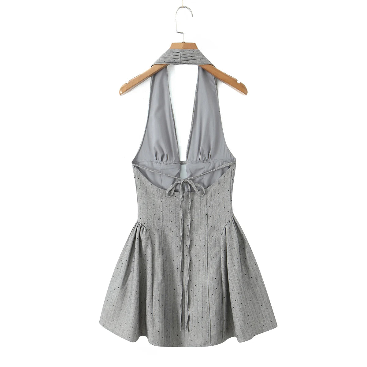 Back-Tie Pleated Halter Dress LAPANIA