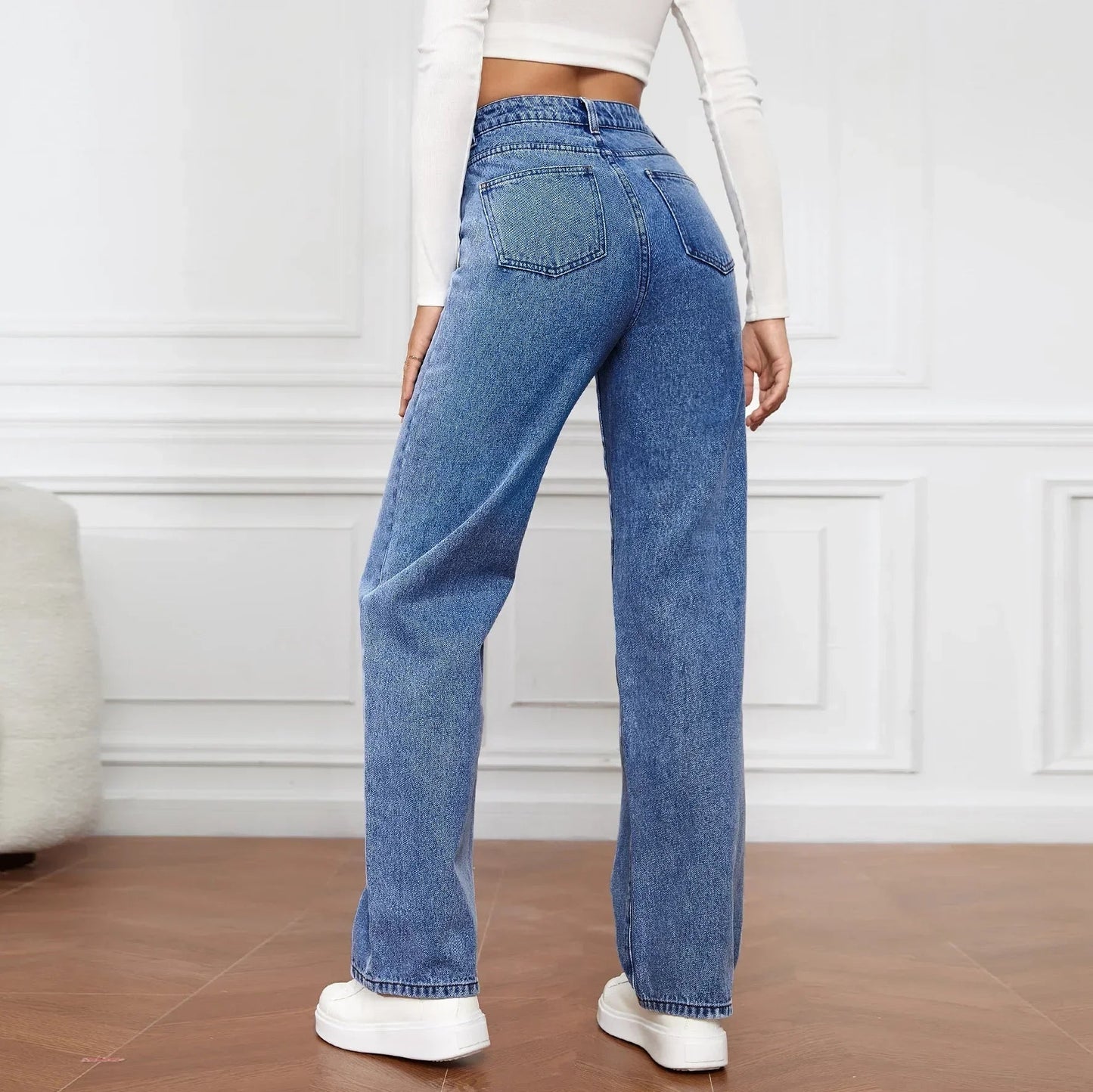 High-Waisted Straight Leg Jeans LAPANIA