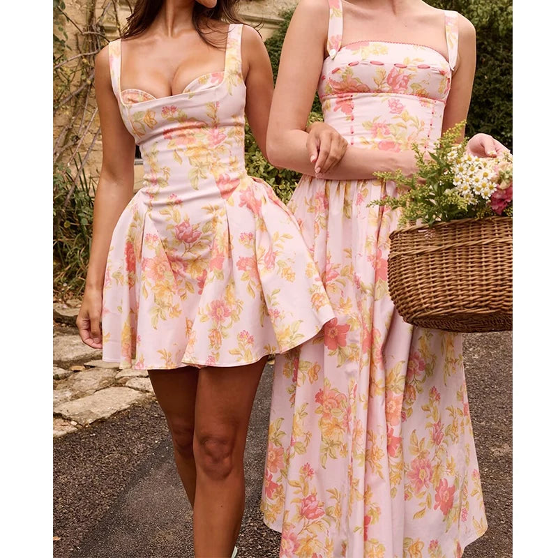 Floral Print Fit-and-Flare Mini Dress LAPANIA