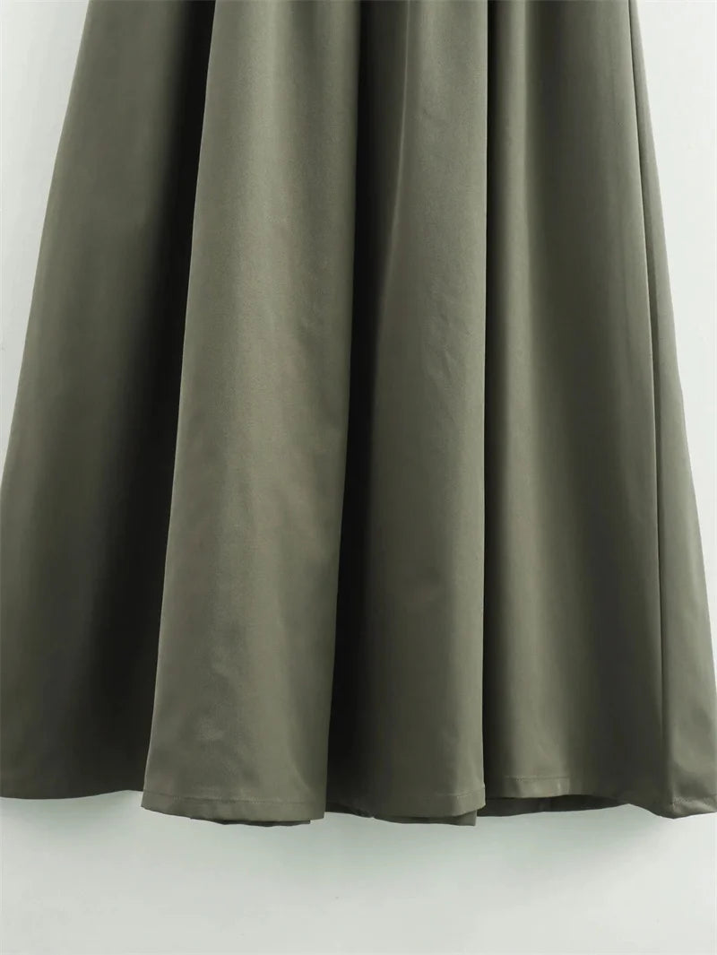 Sleeveless Pleated Zip Midi Dress LAPANIA
