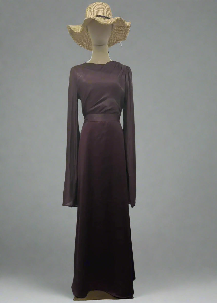 Sheer Satin Panel Maxi Dress