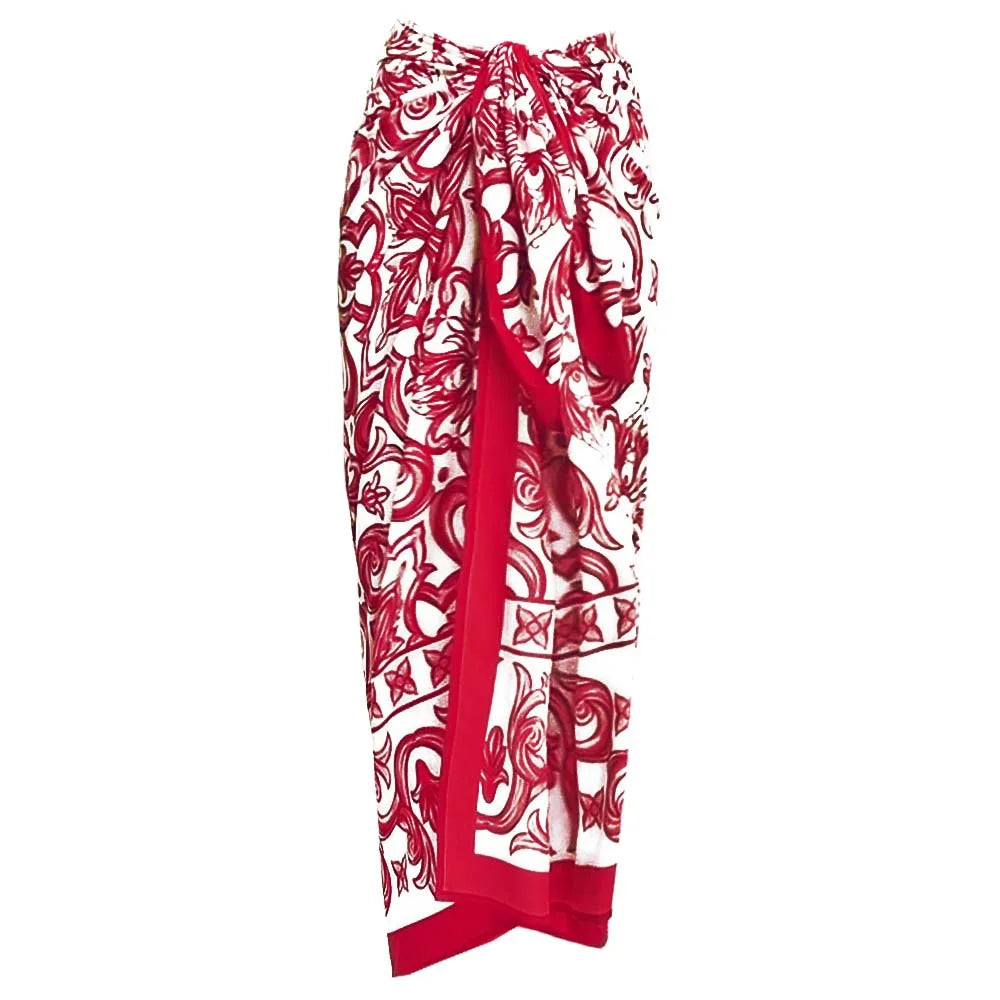 Tile Print Swimsuit Set – Red Elegance