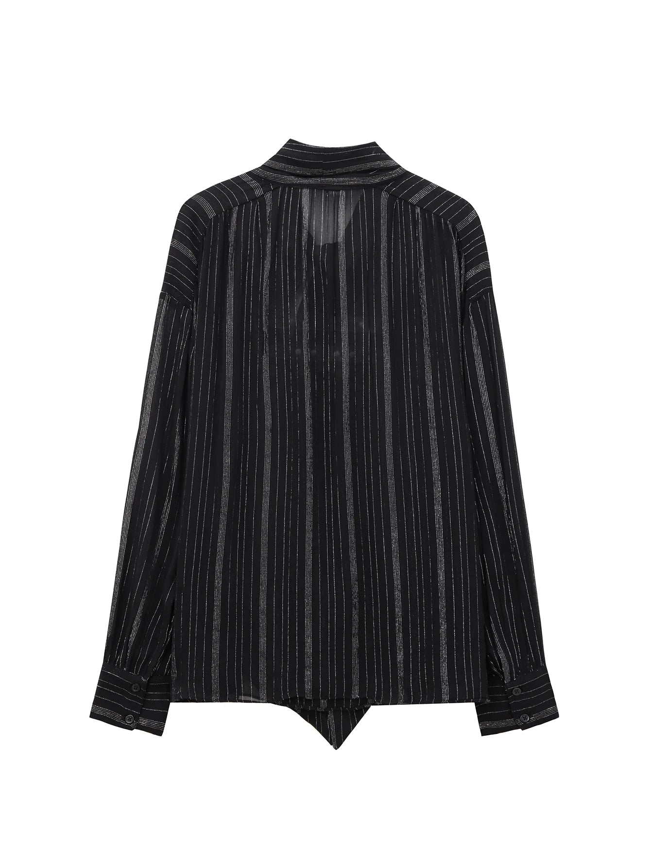 Semi-Sheer Tie-Neck Blouse LAPANIA