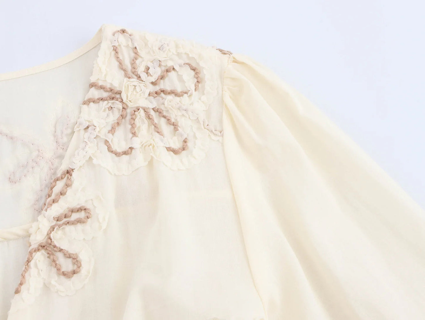 Floral Embroidery Belted Mini Dress LAPANIA