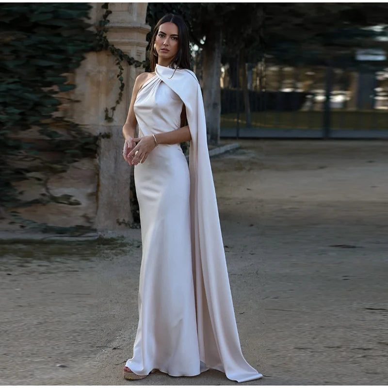 Solid Ribbon Halter Maxi Dress LAPANIA