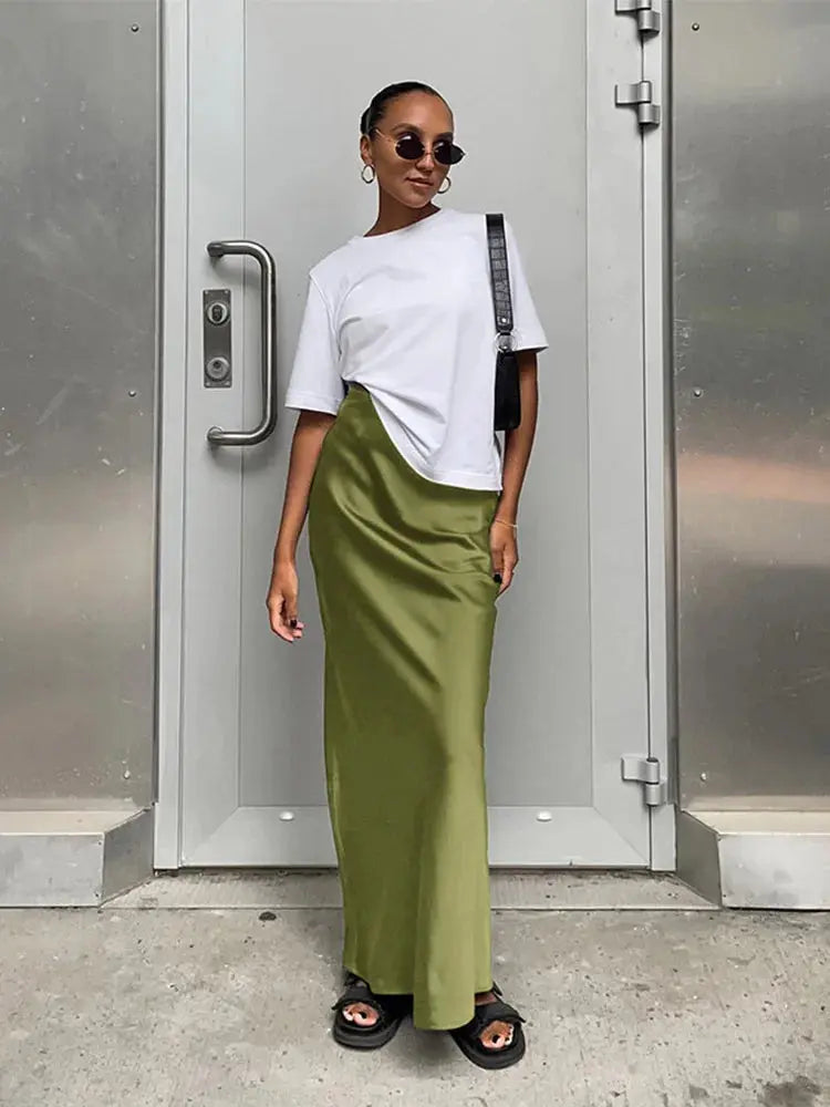 Floor-Length Satin Trumpet Skirt LAPANIA