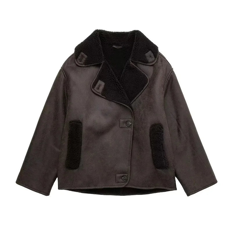 Dark Brown Leather Aviator Jacket LAPANIA
