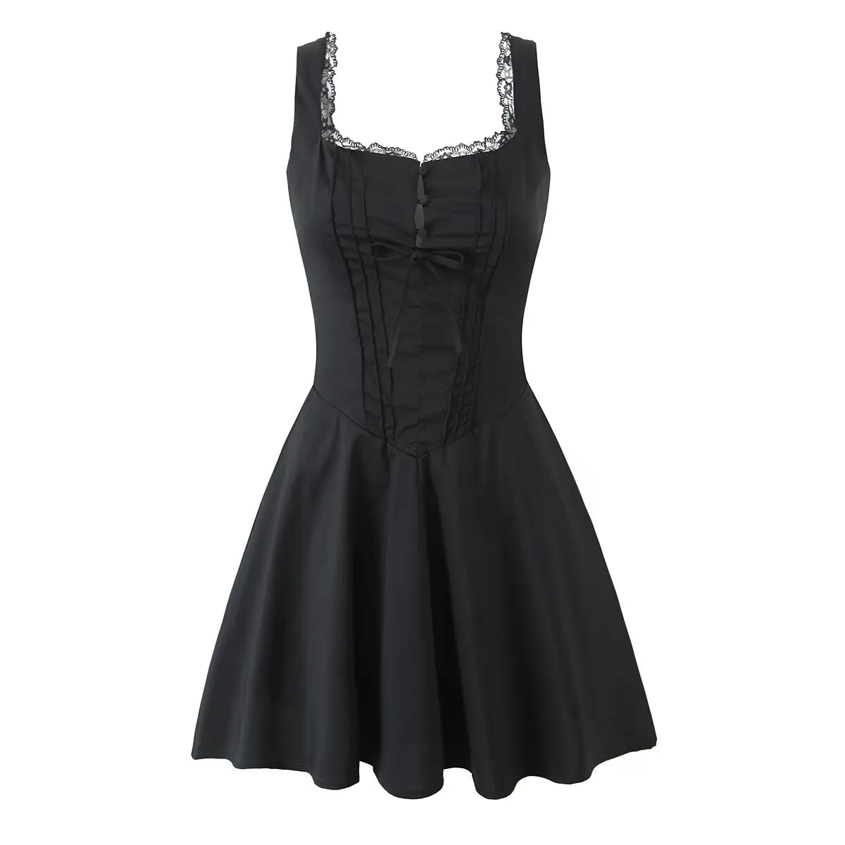 Elegant Lace-Up Babydoll Mini Dress LAPANIA