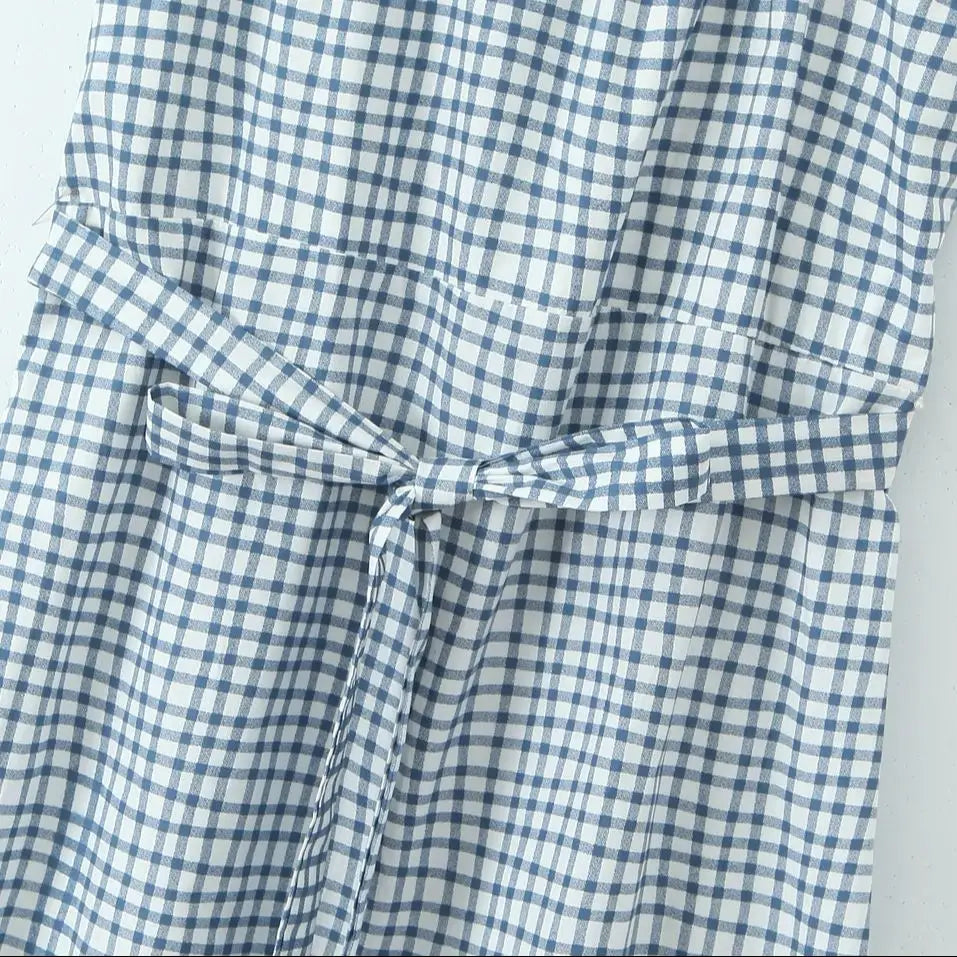 Plaid Lace Panel Dress LAPANIA