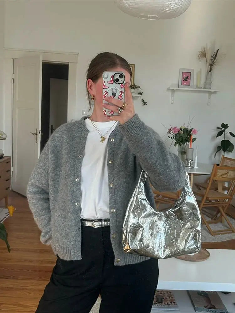 O-Neck Mohair Cardigan