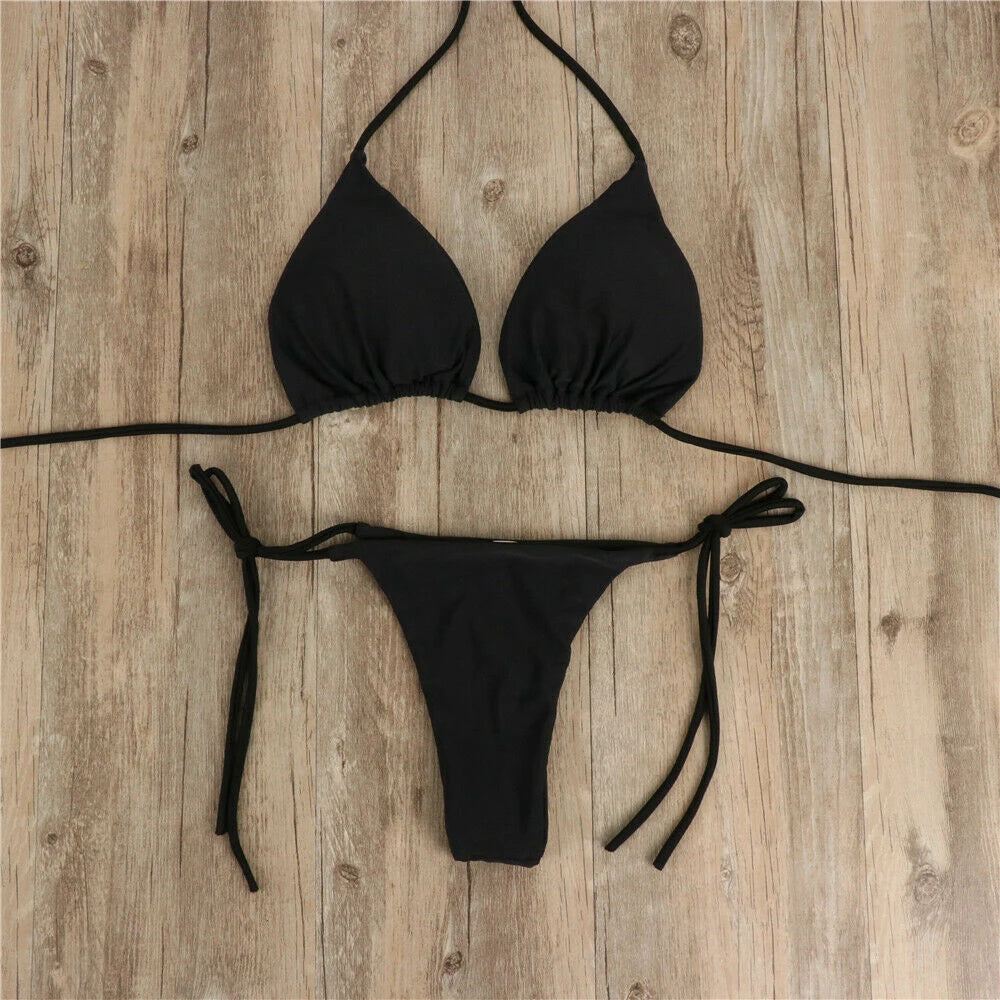 Side Tie Thong Bikini Set
