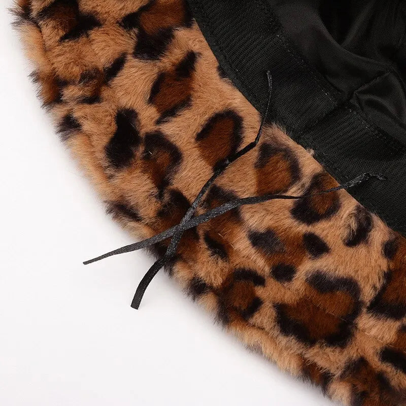 Modern streetwear-inspired brown leopard print bucket hat for a bold style statement.