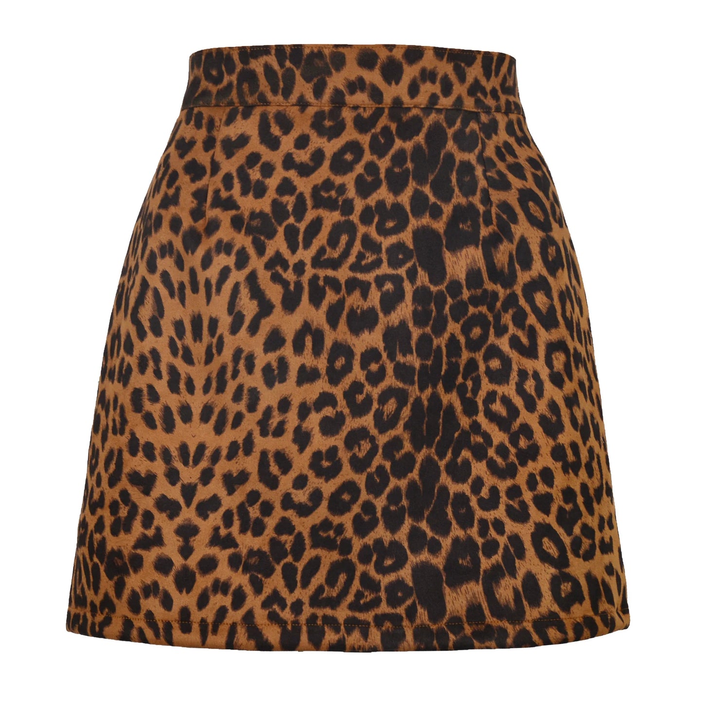 Brown leopard print suede mini skirt, a chic addition to any wardrobe.