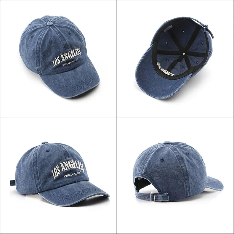 Cotton Baseball Cap shown from four angles to highlight the design and fit from every side.