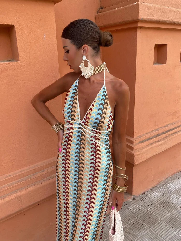 Alluring deep V-neck summer dress with timeless appeal for warm-weather elegance