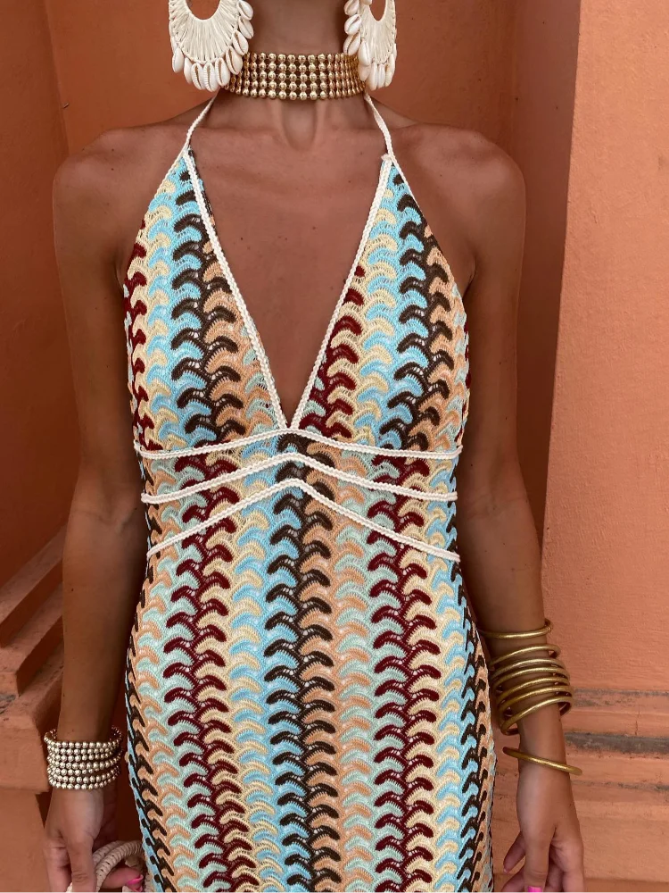 Breezy and stylish deep V-neck summer dress for a chic seasonal look