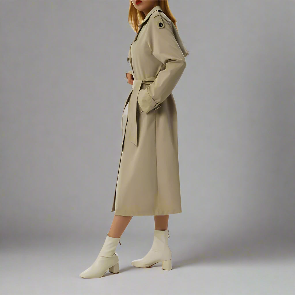Classic khaki trench coat for a warm and stylish fall-winter look