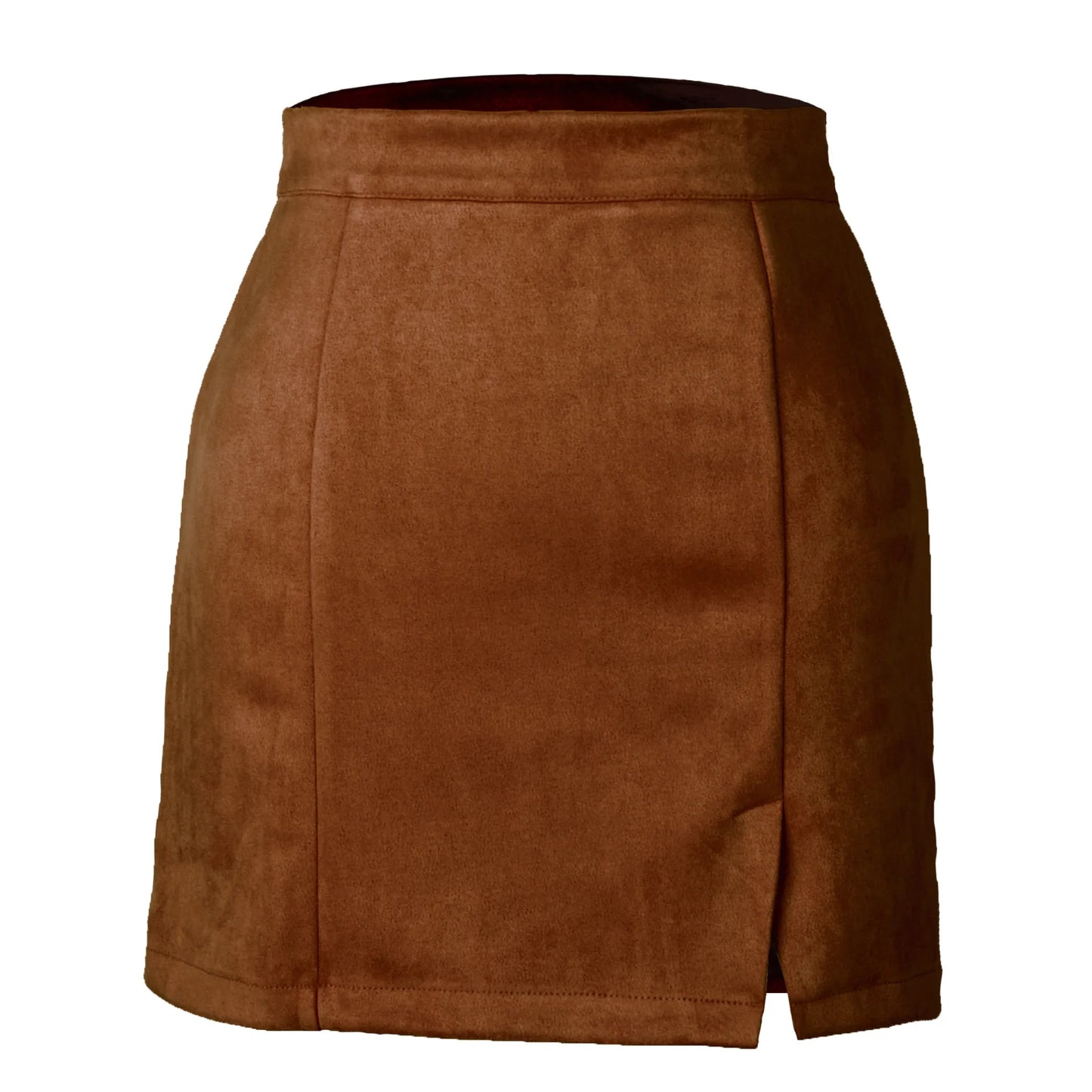 Old money vibes with this brown high-waist suede mini skirt, perfect for chic ensembles.