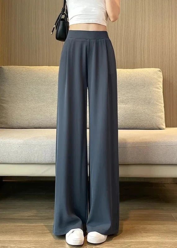 Elegant high-waist wide-leg pants in gray, perfect for a professional office look