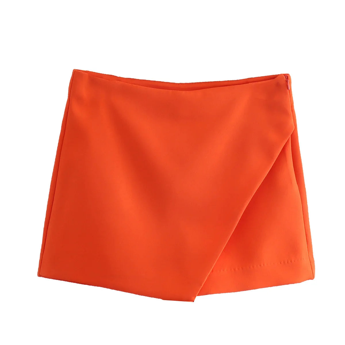 Orange asymmetrical high-waist skort, adding a pop of color to your chic outfits.