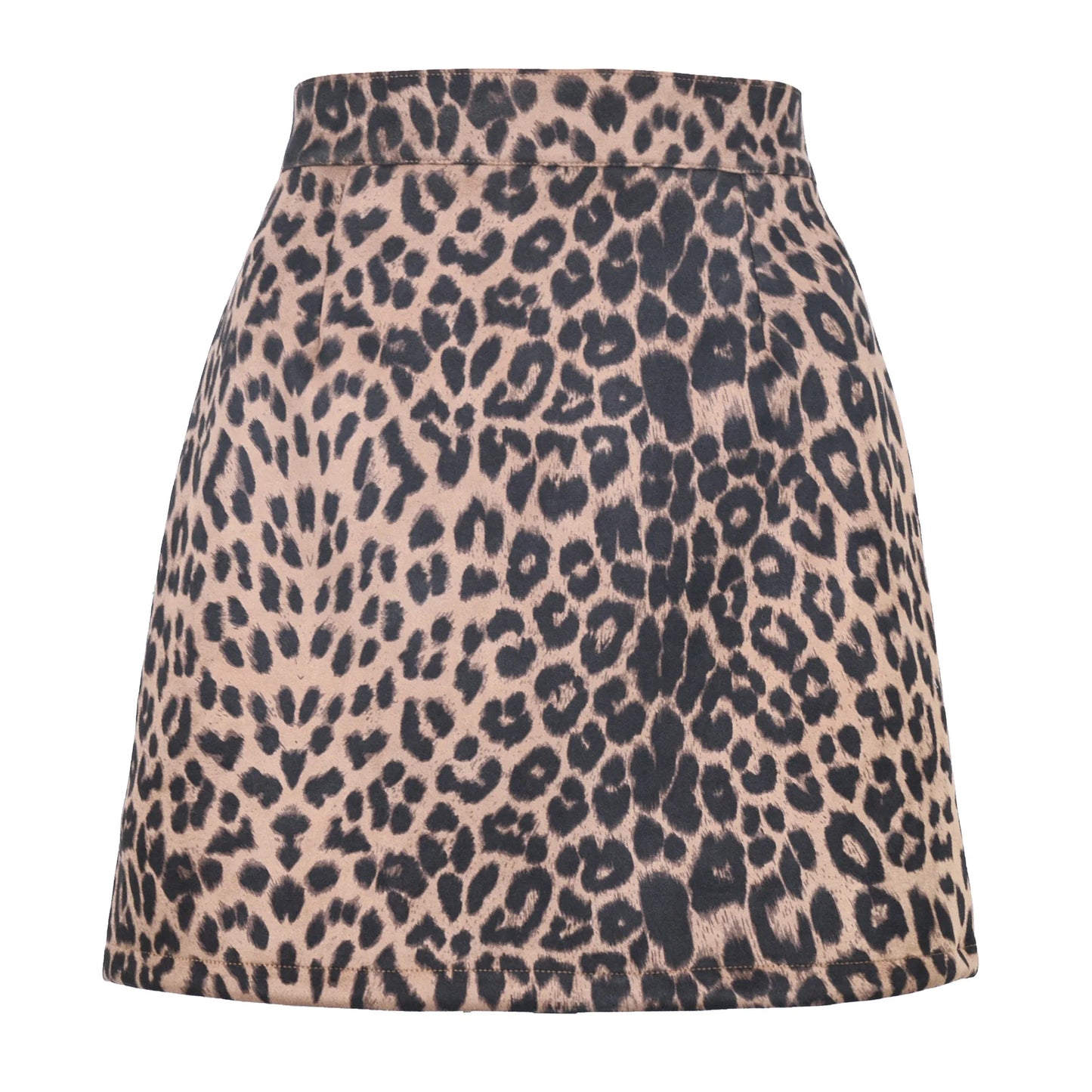 Pink leopard print suede mini skirt, perfect for bold and playful fashion statements.