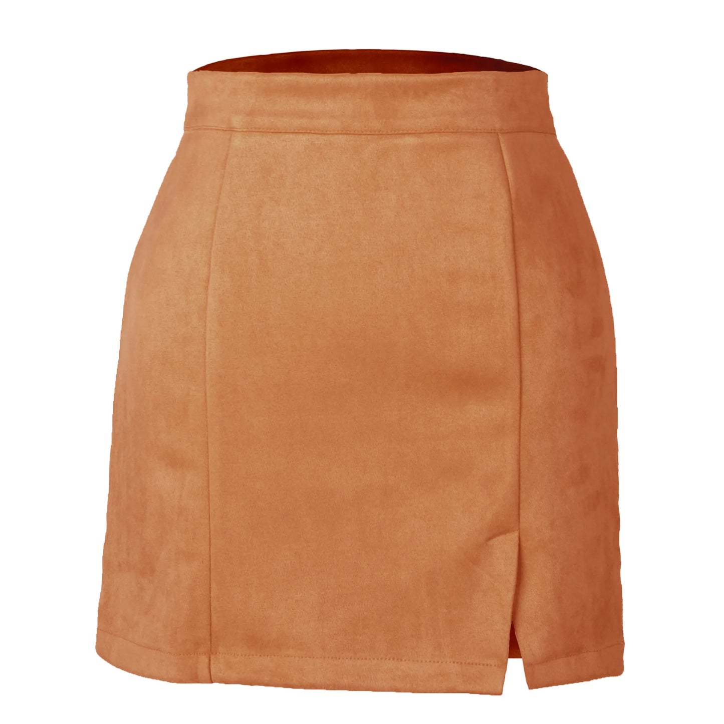 Versatile khaki suede mini skirt for casual to formal outfit pairings