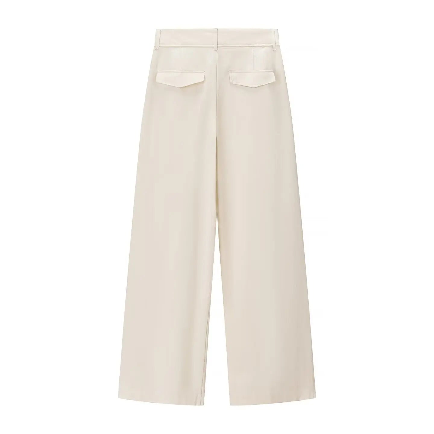 Beige Draped Wide-Leg High-Waist Pants LAPANIA
