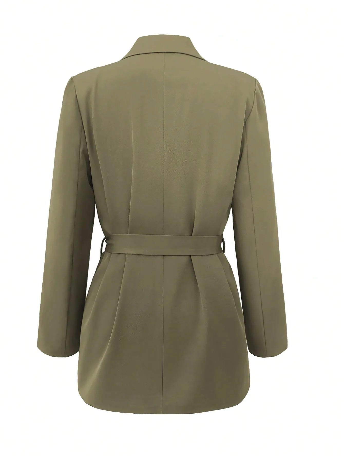 Olive Green Fitted Tie-Waist Blazer Jacket LAPANIA
