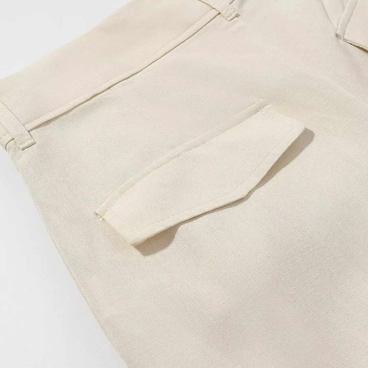 Beige Draped Wide-Leg High-Waist Pants LAPANIA