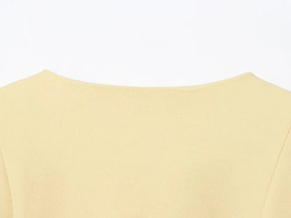 Butter Yellow Single-Breasted Round Neck Blazer LAPANIA