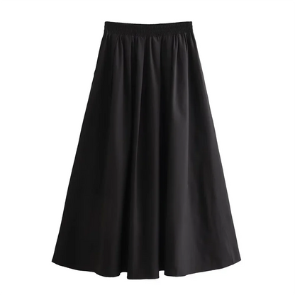 Black High-Waisted A-Line Skirt With pockets