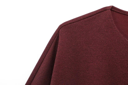 Burgundy Cape-Style Jacket with Single Button LAPANIA