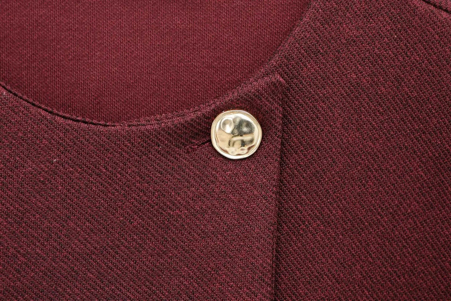 Burgundy Cape-Style Jacket with Single Button LAPANIA
