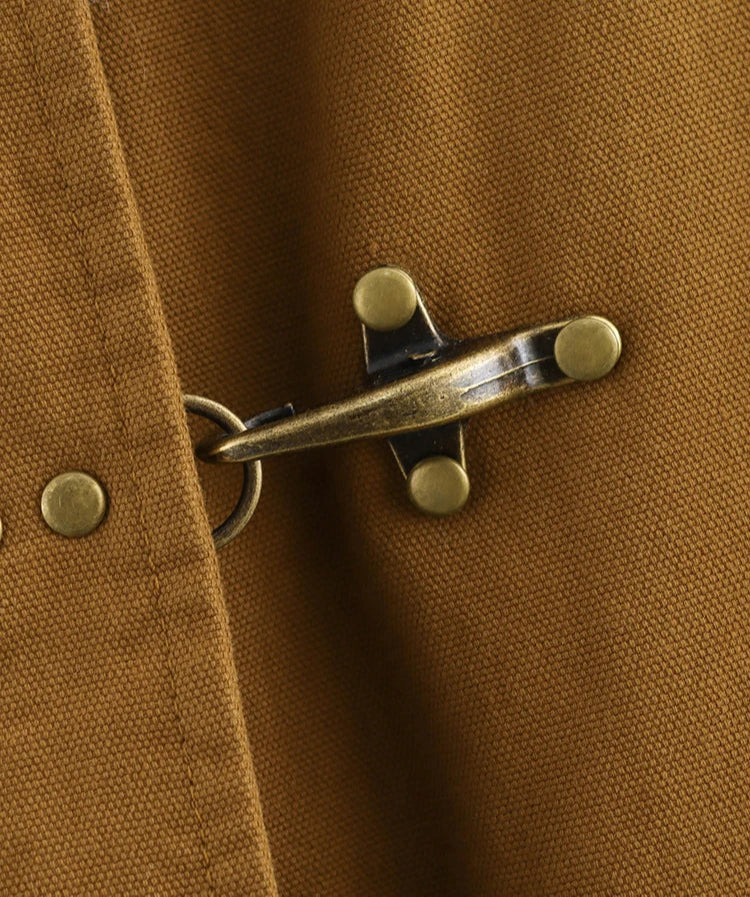 Camel Retro Patchwork Jacket with Contrasting Lapel LAPANIA