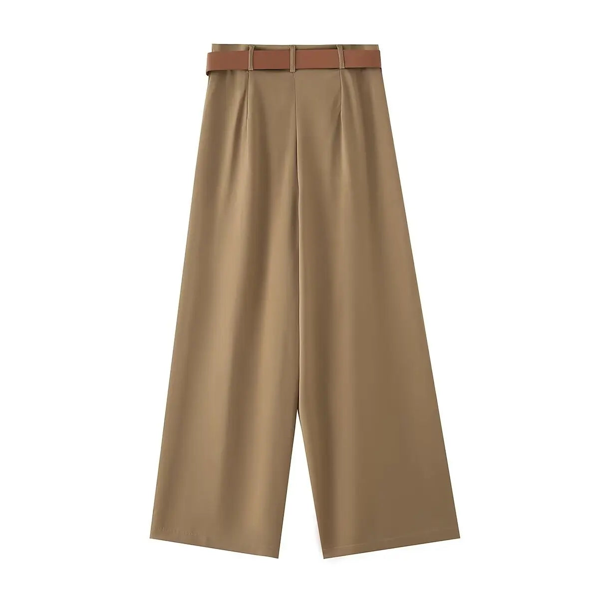 Camel Wide-Leg Pants with belt LAPANIA